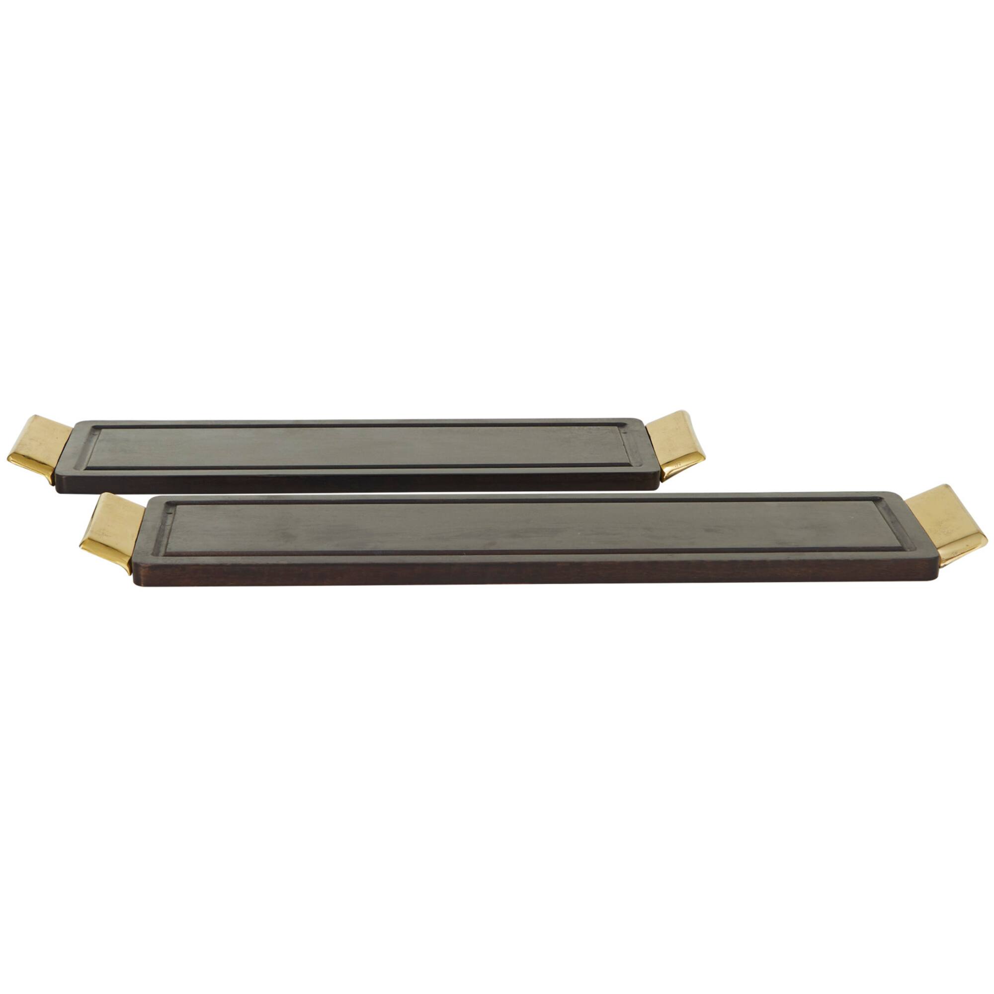 Brown Coastal Tray, Set of 2" 27", 23"